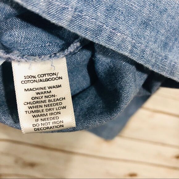 Loft women’s petite L long sleeve denim blouse top - Picture 6 of 6